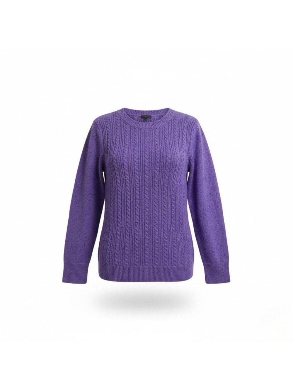 Talbots Womens Purple Cable Knit Sweater Crewneck Long Sleeve Cotton Blend Sz L